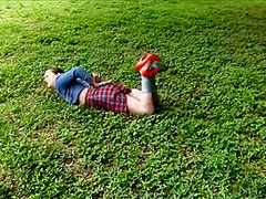 Hot Little Schlgrl Left Strppd And Tied Outside After Escpe
