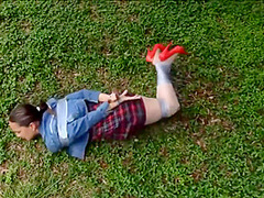 Hot Little Schlgrl Left Strppd And Tied Outside After Escpe