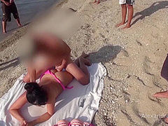 Alexandra Wett - Hairy Milf Fucked At A Hot Gangbang Beach Pa