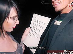 Real Street night date with german skinny teen slut