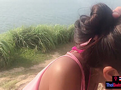 Public blowjob from Thai teen girlfriend who finished it off at home