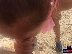 Public blowjob from Thai teen girlfriend who finished it off at home