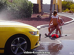 Alexis cherry gets fucked on the hood of a muscle car - BANG