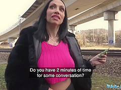 Horny Italian Milf Orgasms In Public And Give Great Outdoor Blowjob