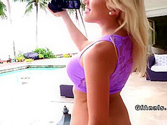 Yoga Blonde Anal Bangs In Patio