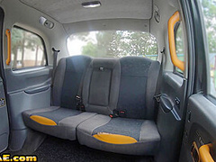 Redhead taxi amateur babe rides driver cock in cab outdoor