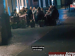 German Old Woman make real Sexdate casting on Street