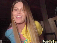 Public slut smashed by big white dick in wet pussy hole