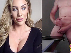 Amateur CFNM voyeur makes guy to cum over webcam