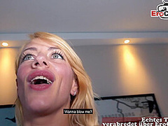 German blonde Tattoo bitch real street pick up and fuck