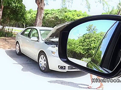 Ebony Teen Bangs Big Cock In The Car In Public