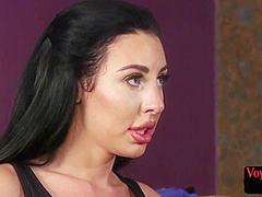 Busty voyeur MILF seduces man during his cockwanking