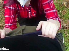 Hot Girlfriend Deep Sucking Big Dick Lover In The Forest - Cum Swallow