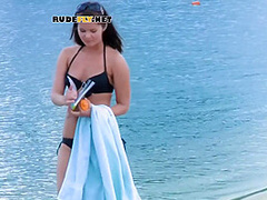 Playful Young Nudist With Nice Body Is Having Fun The Beach