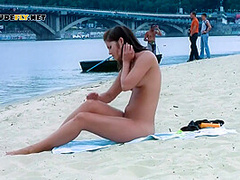 Playful Young Nudist With Nice Body Is Having Fun The Beach