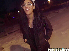 Sexy public bitch drilled in wet pussy by big white dick