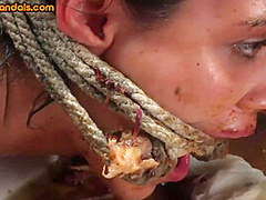 WAM sub throat fucked in IR food fetish public 3some