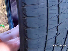 Ebony Banging On A Swinging Tyre
