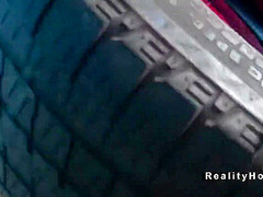 Ebony Banging On A Swinging Tyre