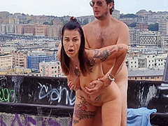 Outdoor Public Sex: Real Sex On A Balcony Right In The City Center - Milf With Big Boobs