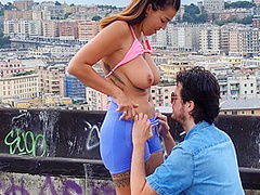 Outdoor Public Sex: Real Sex On A Balcony Right In The City Center - Milf With Big Boobs