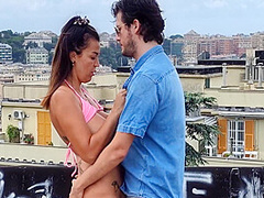 Outdoor Public Sex: Real Sex On A Balcony Right In The City Center - Milf With Big Boobs