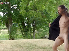 CFNM outdoor British babes wank cock in group HJ action