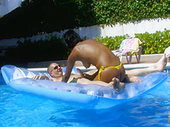 Poolside Blowjob Leads To Rough Interracial Sex In The Bedroom