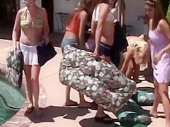 As These Hot Girls Scream And Cum The Pool Cools Them Off