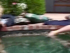 As These Hot Girls Scream And Cum The Pool Cools Them Off
