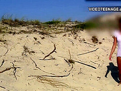 19 years old brunette teen naked at beach