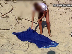 19 years old brunette teen naked at beach