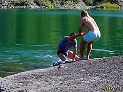 Whore Gets Threeway Cum