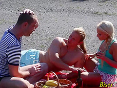 Whore Gets Threeway Cum
