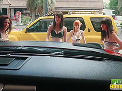 Sexy Wet Fivesome Car Wash With Chloe Skyy And Brooke Benson