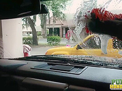 Sexy Wet Fivesome Car Wash With Chloe Skyy And Brooke Benson