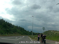 Iveta And Christina Wild Give Roadside Head - Bang