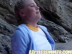 Little summer masturbates hard outdoors