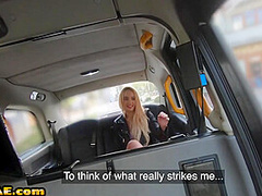 Real taxi babe with medium boobs POV fucked in cab outdoor
