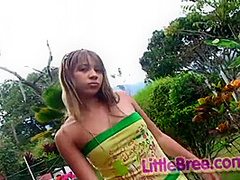 Little bree masturbates in raunchy outdoor scene