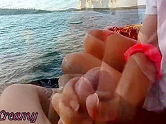 Miss Creamy - Flashing My Dick In Front Of A Hot Teacher In Public Beach And Helps Me Cumshot - Its Very Risky With Stranger Near