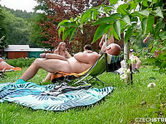 CZECH STREETS - Fucking 2 random chicks on a secret nude beach in Prague