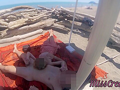 Miss Creamy In Exhibitionist Teacher Outdoor Amateur Milf Handjob Big Cock On Nudity Beach Public In Front Of Voyeur With Cum P2