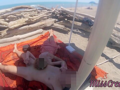 Miss Creamy In Exhibitionist Teacher Outdoor Amateur Milf Handjob Big Cock On Nudity Beach Public In Front Of Voyeur With Cum P2