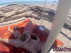 Miss Creamy In Exhibitionist Teacher Outdoor Amateur Milf Handjob Big Cock On Nudity Beach Public In Front Of Voyeur With Cum P2