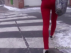 Czech Brunette Amateur Sucks In Public