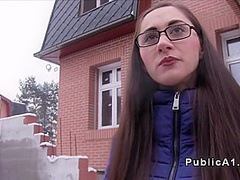 Czech Brunette Amateur Sucks In Public