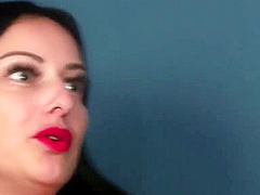 Busty voyeur MILF in heels leads Black cock guy to cum