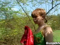 Pissing teen fucks horny oldie