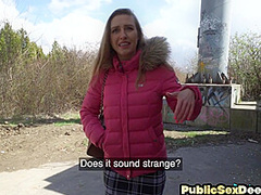 Public slut drilled from behind in POV by big white dick